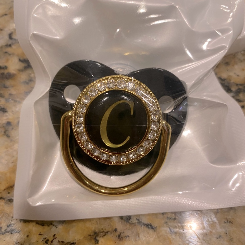 Monogram Gold/Blinged Pacifier “C”